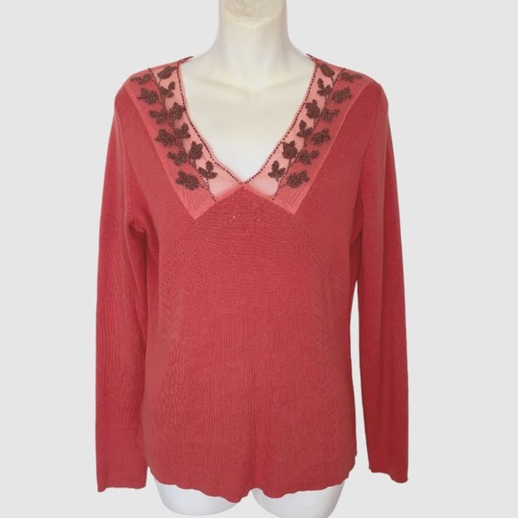 Emma & James V-neck long sleeves top with details size Medium - Picture 1 of 4
